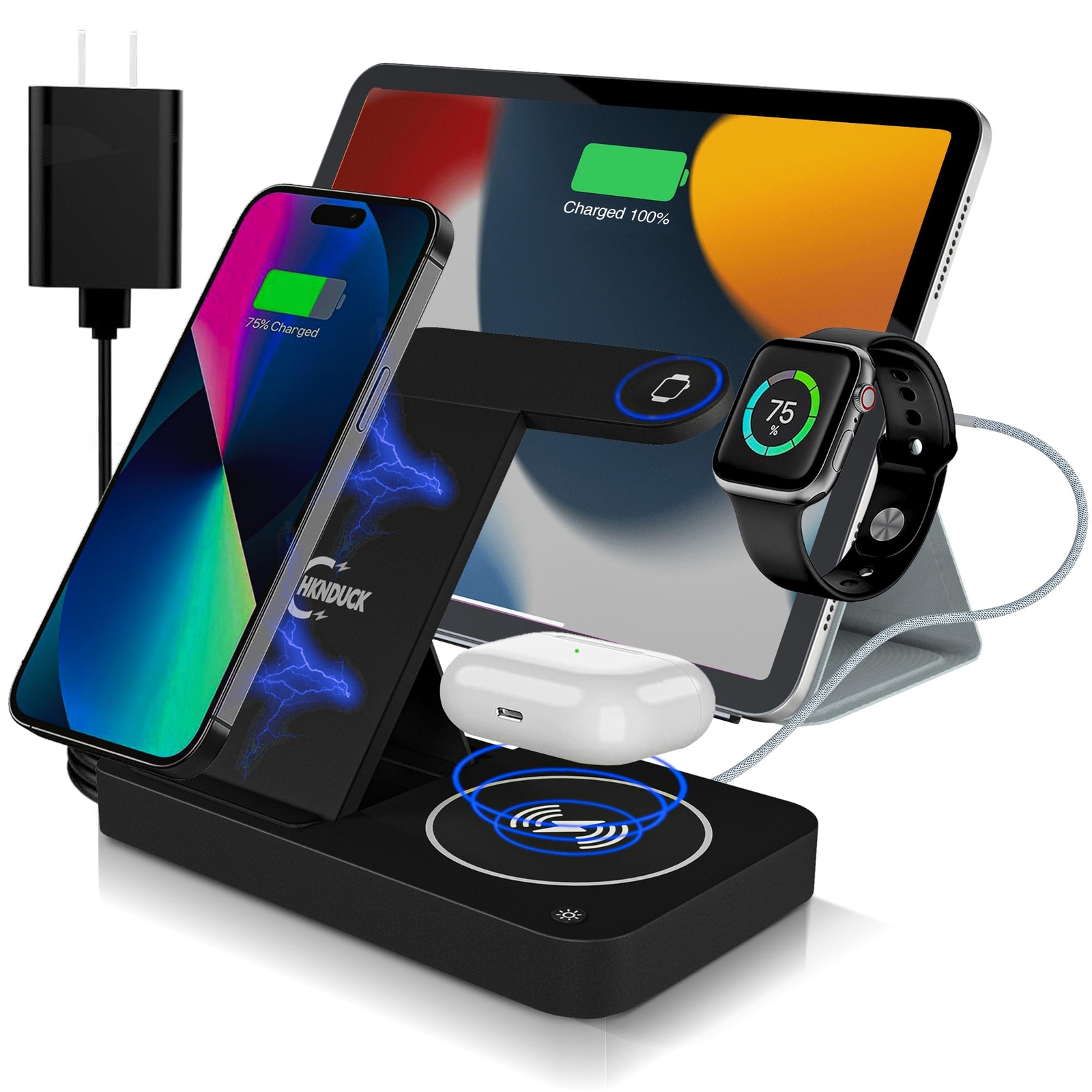 4 in 1 Wireless Charging Station for iPad, iPhone, Apple Watch & AirPods - Wi...