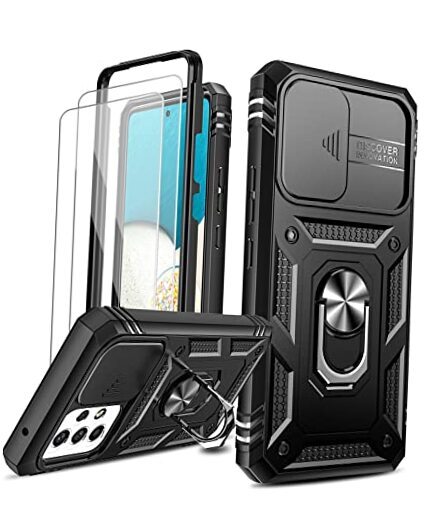 LeYi for Samsung Galaxy A53 5G Case with Slide Camera Cover + (2 Packs) Black