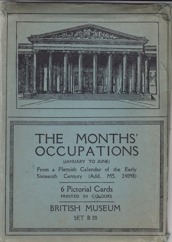 Vintage British Museum Set B.20 6 Cards The Months Occupations Flemish Calendar