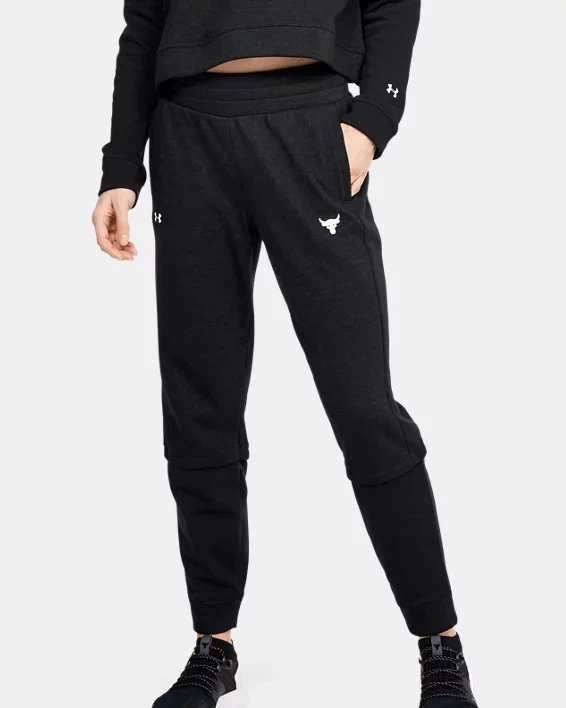 Under Armour Womens Project Rock Terry Joggers 1351908-001 Black Multi  Sizes NWT