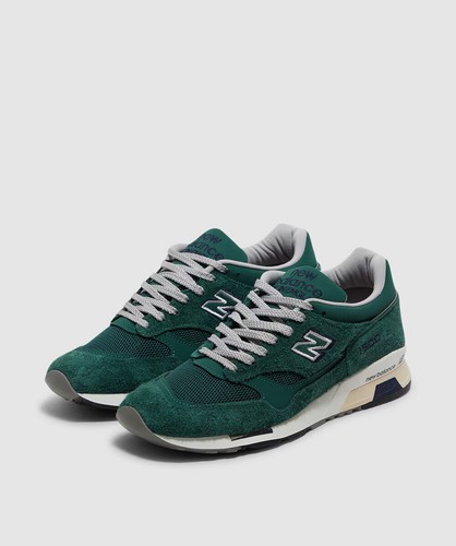 New Balance Mens 1500 MADE in England Premium Leather Shoes IN Green and White - Picture 3 of 9