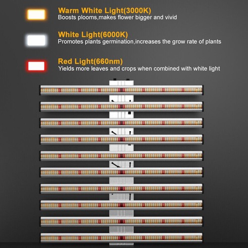 Luces de crecimiento LED de espectro completo Samsung PHLIZON 800W 10 bar hidroponía interior B10 - Imagen 7 de 12