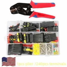 240Pcs 1-6 Pin Way Car Waterproof Male Female Electrical Wire Connector Plug Kit