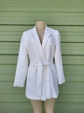 ZARA Woman WHITE SUMMER JACKET WITH BELT Size S 2990O DEFECT  