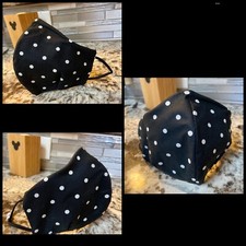 Black Polka Dot Mask Breathable W/Wire Comfort Elastic Adjust
