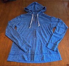 Reebok Womens Medium Blue Full Zip Hoodie Sweatshirt Pockets