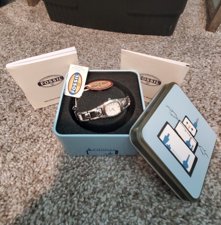 2006 VINTAGE FOSSIL ADJUST-O-MATIC LINKS BRUSH SILVER WOMAN'S