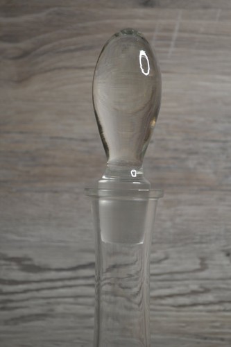 Vintage Etched Clear Glass Floral Decanter Pitcher 16" with Stopper - Picture 3 of 4