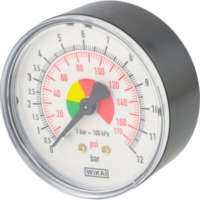 Waagerecht Manometer 0 bis 12 bar - für Handreifenfüller Ø 63 - Gewinde R 1/4''