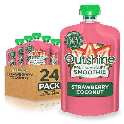 Outshine Strawberry Coconut Yogurt Smoothie Pouches - Fruit Pouches, Ready-to-Dr
