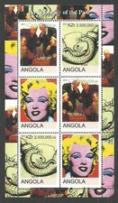 ANGOLA 2000  MARILYN MONROE WARHOL ART STREISAND SPEILBERG EINSTEIN SHEETS MNH