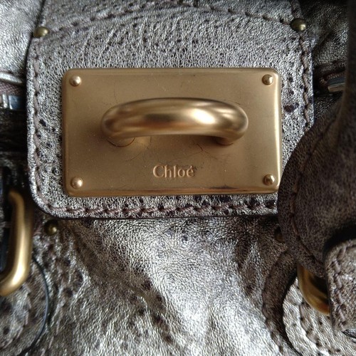 Authentic Chloe Paddington Mini Silver leather Padlock key gold used JAPAN - Picture 4 of 9