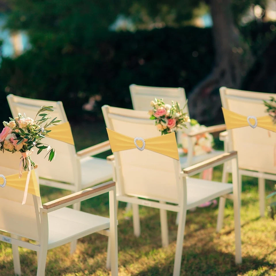 50 correas elásticas para silla con hebillas en forma de corazón) (joyas de oro) Foto 4 de 4