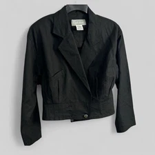 Vtg y2k My Pantalon cropped jacket charcoal double breasted pockets size 11/12