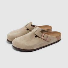 Birkenstock Boston Taupe Suede Soft Footbed Men's and Women's Shoes New with Box