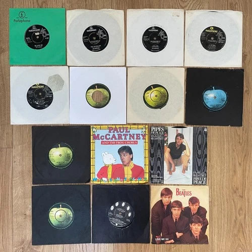 JOB LOT 13 BEATLES & RELATED 7" VINYL RECORDS SHE LOVES YOU + 1 PICTURE SLEEVE