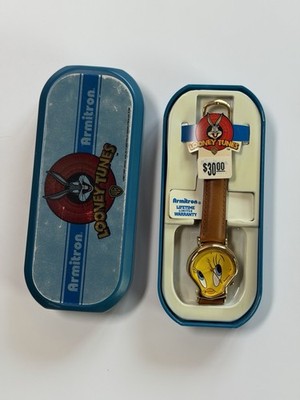 Looney Tunes Amitron Tweety Bird Watch New In Original Case With Leather Band