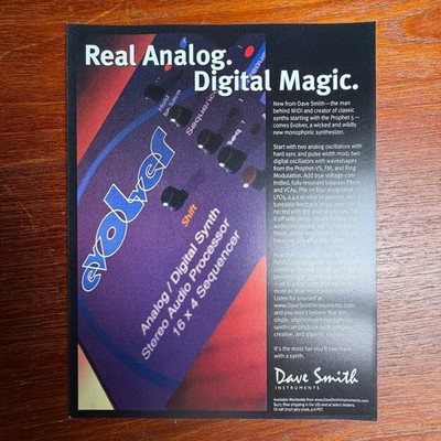 VITAGE DAVE SMITH EVOLVER MONOPHONIC SYNTHESIZER INFORMATIONAL BROCHURE