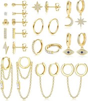 Ohrringe Set 13 Paar 316L Chirurgenstahl Hypoallergen Creolen Ohrstecker Damen