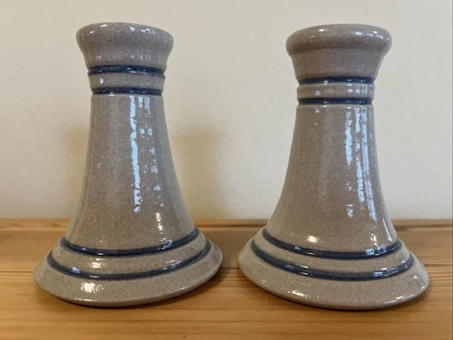 Set of Two RED WING STONEWARE CO. Pottery Candlesticks Taper Holders 4” EUC HTF