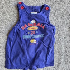 Vintage 90s Oshkosh B'gosh Baseball Theme One Piece Jumper Overalls 3-6 Months