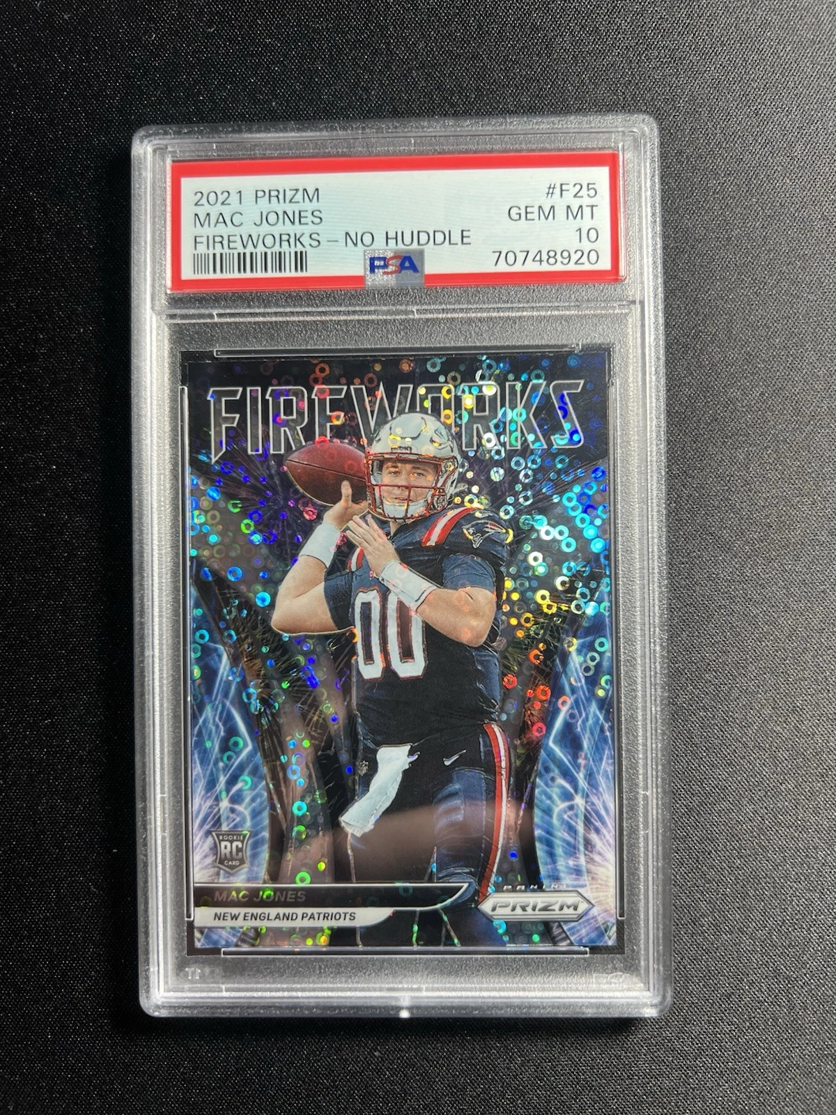 Mac Jones Panini Prizm Fireworks #F25 No Huddle