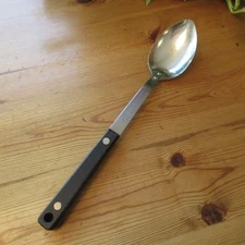 Flint Arrowhead Basting Spoon Small Bowl Stainless Steel Black Handle 10-3/4"