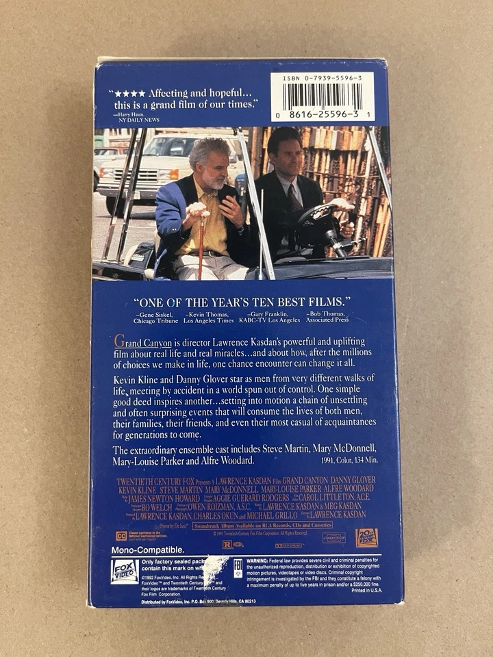 Grand Canyon - Steve Martin Danny Glover - VHS - Excellent Condition - H8 - Image 2 of 4