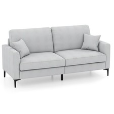 Modern Loveseat 2 Seater Home Sofa Couch Upholstered Sofa with Armrest & Pillows