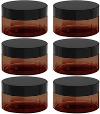 8 Oz Amber Plastic Cosmetic Jars Leak Proof Container with Black Lid for Cream, 