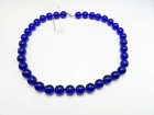 Antique Large Cobalt Glass or Tanzanite Beads Costume Jewelry Necklace - 01