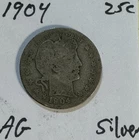 1904-P Barber Quarter 25c Coin ~ 90% Silver AG Free Shipping