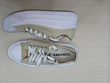 Converse Platform Trainers UK 4 EU 37 Beige Canvas Chunky Sneakers Women’s