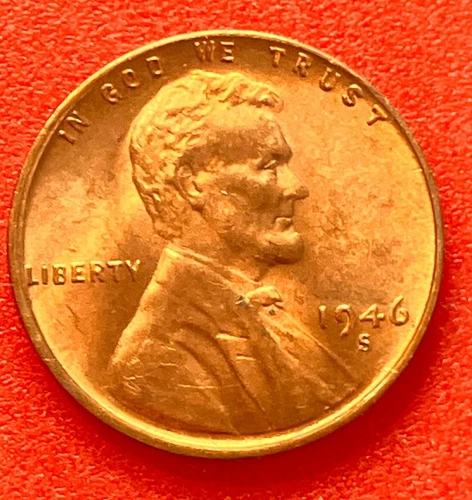 1946-S Lincoln Wheat Cent Penny GEM RED BU From an Original Bank Roll