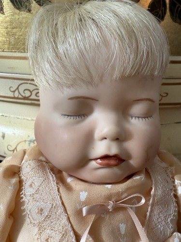 Vintage Porcelain Doll Three Faced Baby Bisque Doll Happy Sleeping Crying Rare - Picture 6 of 10