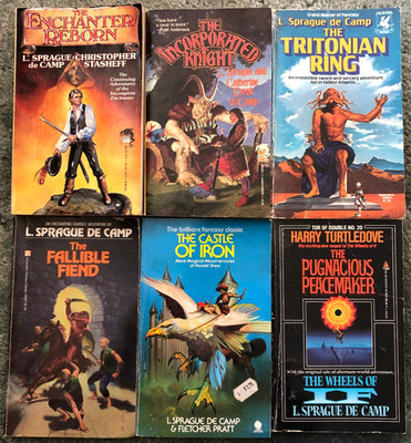 L Sprague De Camp books, lot of 6, Enchanter Reborn, Fallible Fiend, Castle of..