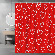 Red Hearts Shower Curtain, Cute Bathroom Decor