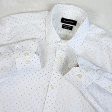 Massimo Dutti Camicia Uomo 15 3/4 40 Bianco Stampa Freccia Misto Lino
