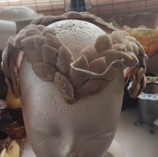 Beige Velvet Leaf Fascinator Headpiece for Women, Vintage Handmade