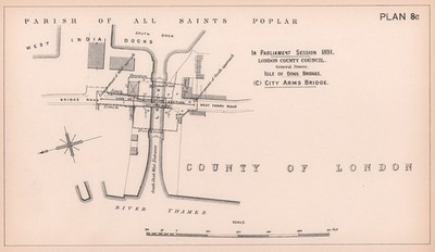 1891 Isle of Dogs Westferry Road Brücke Verbreiterung. South Dock West Entry 1898 Karte