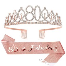 50th/ 80th Birthday Crown 50/80 Fabulous Sash Tiara Set