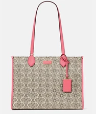 NWT Kate Spade Spade Flower Coated Canvas Large Market Tote Pink/Gray