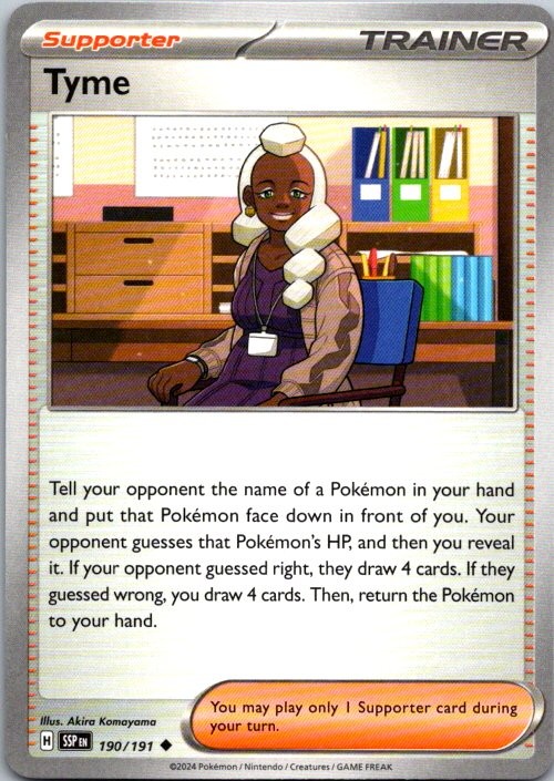 Pokemon Tyme Normal Uncommon SV08: Surging Sparks 190/191 NM