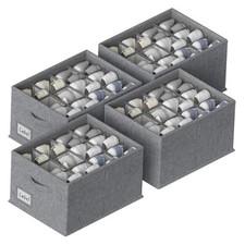 4 Pack Shoe Organizer for Closet,Foldable Shoe 16.5 12.6 9.5 x4 Dark Grey
