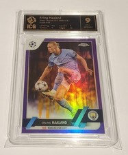 2022-23 Topps Chrome UEFA CC Erling Haaland Purple & Gold Seismic 