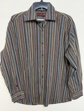 Visconti Men’s Casual Button Up Shirt Sz M Long Sleeve Black Multicolor