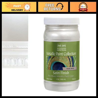 Pearl White Metallic Paint - Satin Finish, Water-Based, Decorative for Home & Cr