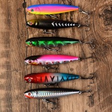 5pcs Floating Top Water Stick Baits For Bass Fishing Lure