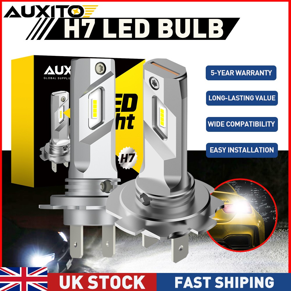 AUXITO H7 LED Headlight Bulb Kit High Beam 6500K Cool White Bulbs Bright Lamp 2x