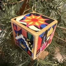 DISNEY Small World Mary Blair Concept Art Handmade Christmas Ornament Wood Block